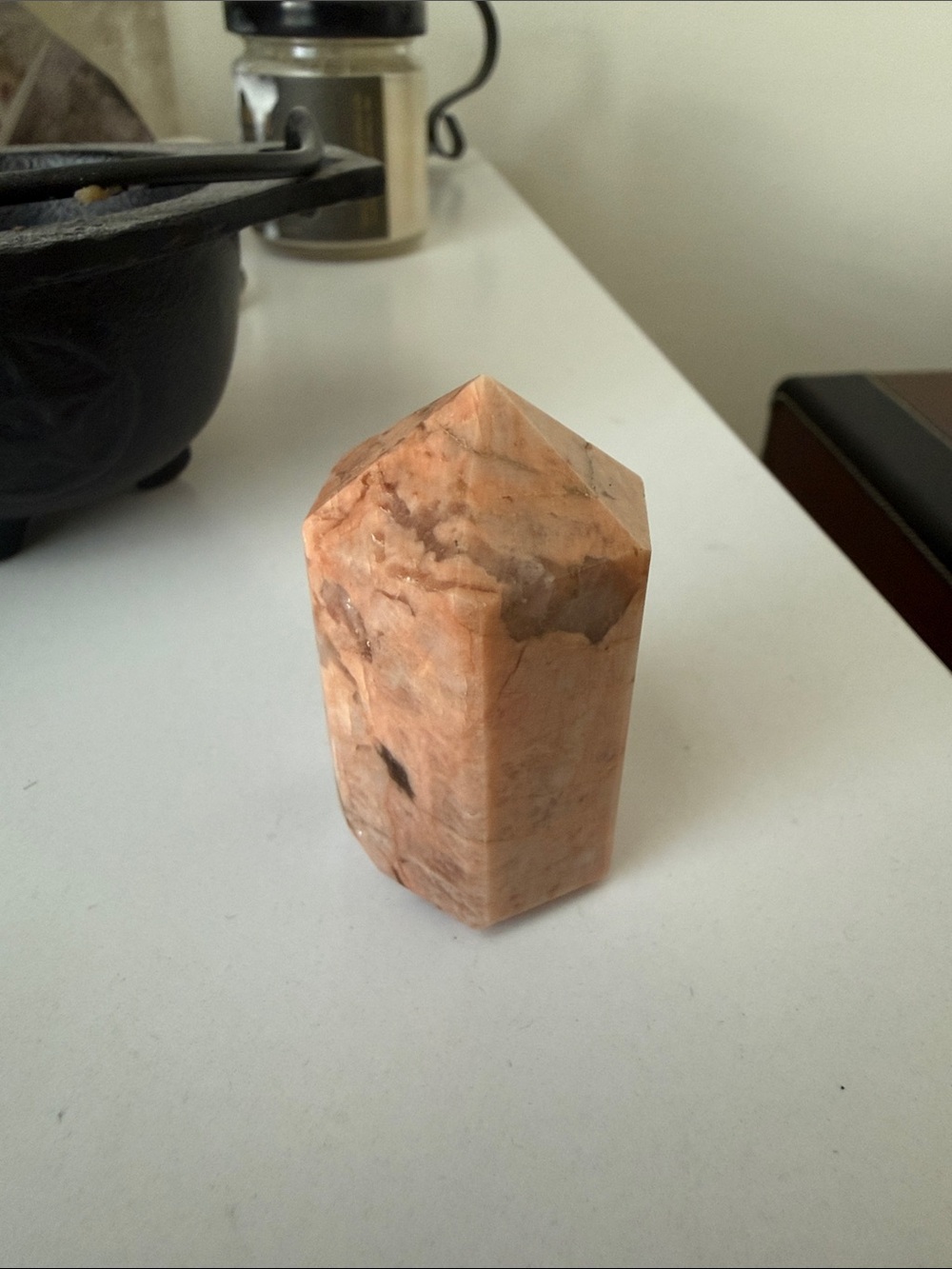 Polished Peach Moonstone Point Home Accent